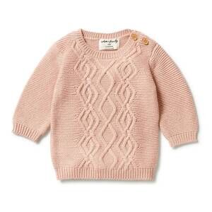 NEW WILSON + FRENCHY girl's knit cable sweater in rose